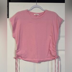 Pink Drawstring Side Women’s Top